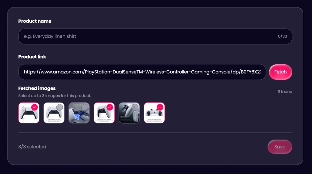 Importing product images from a product URL in Product Creator